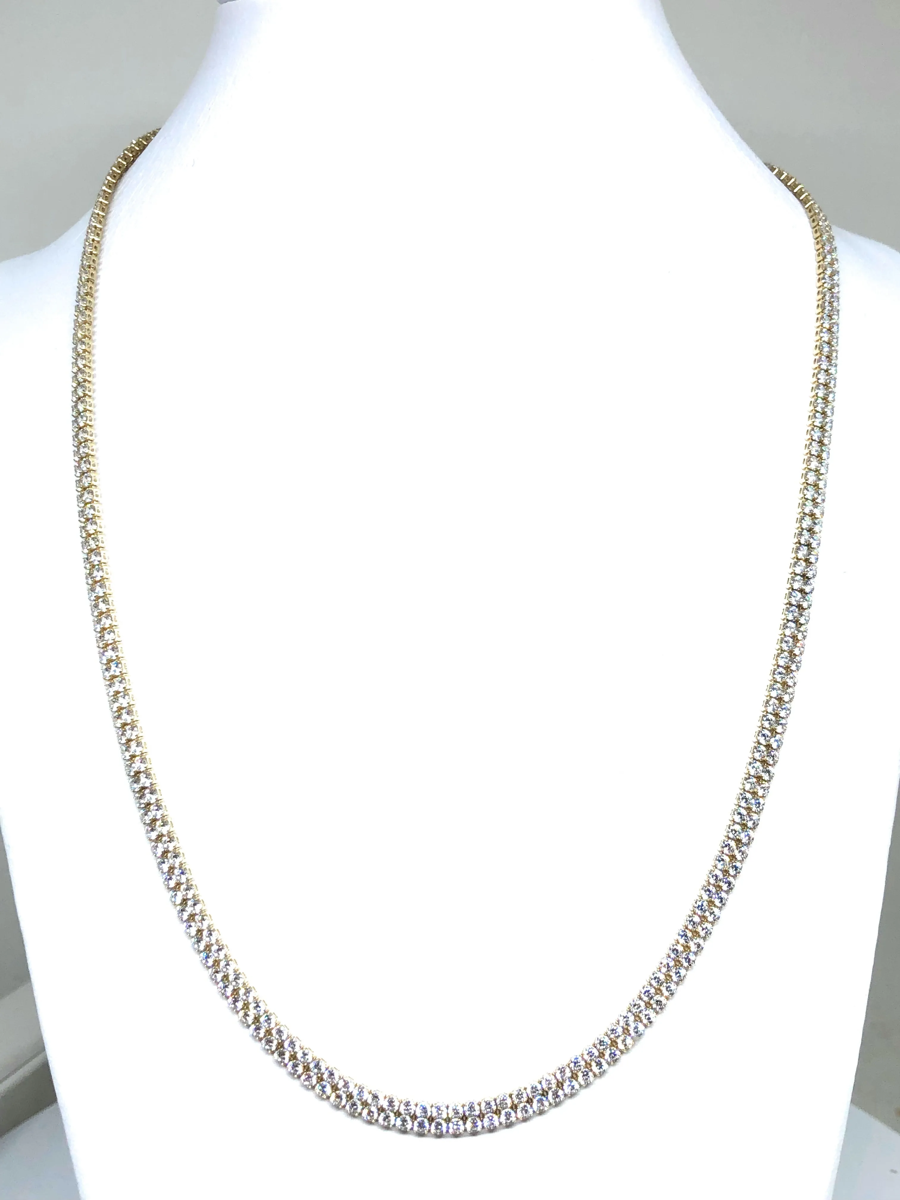 Solid Gold Double Tennis CZ Chain 4.3mm