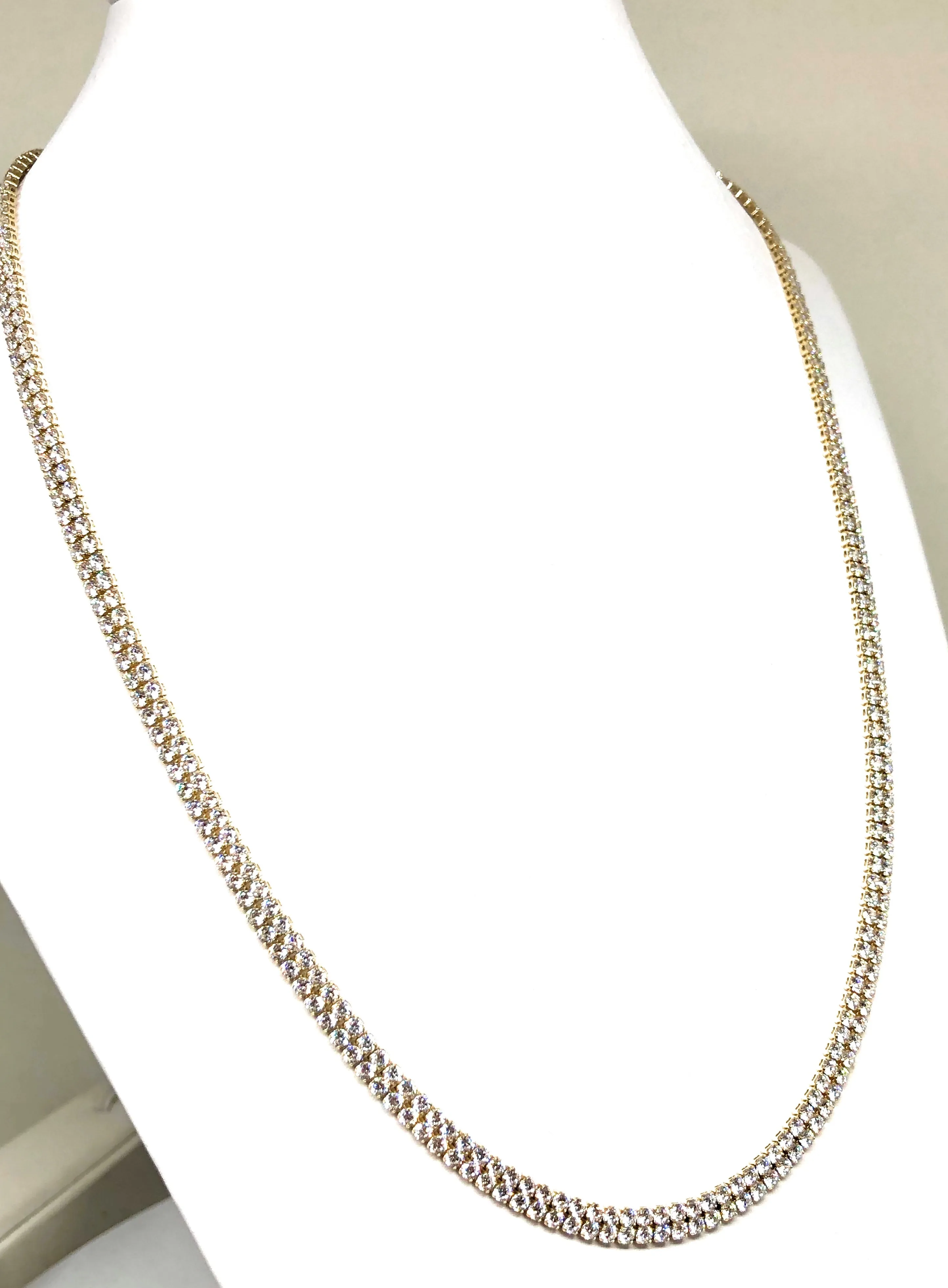 Solid Gold Double Tennis CZ Chain 4.3mm