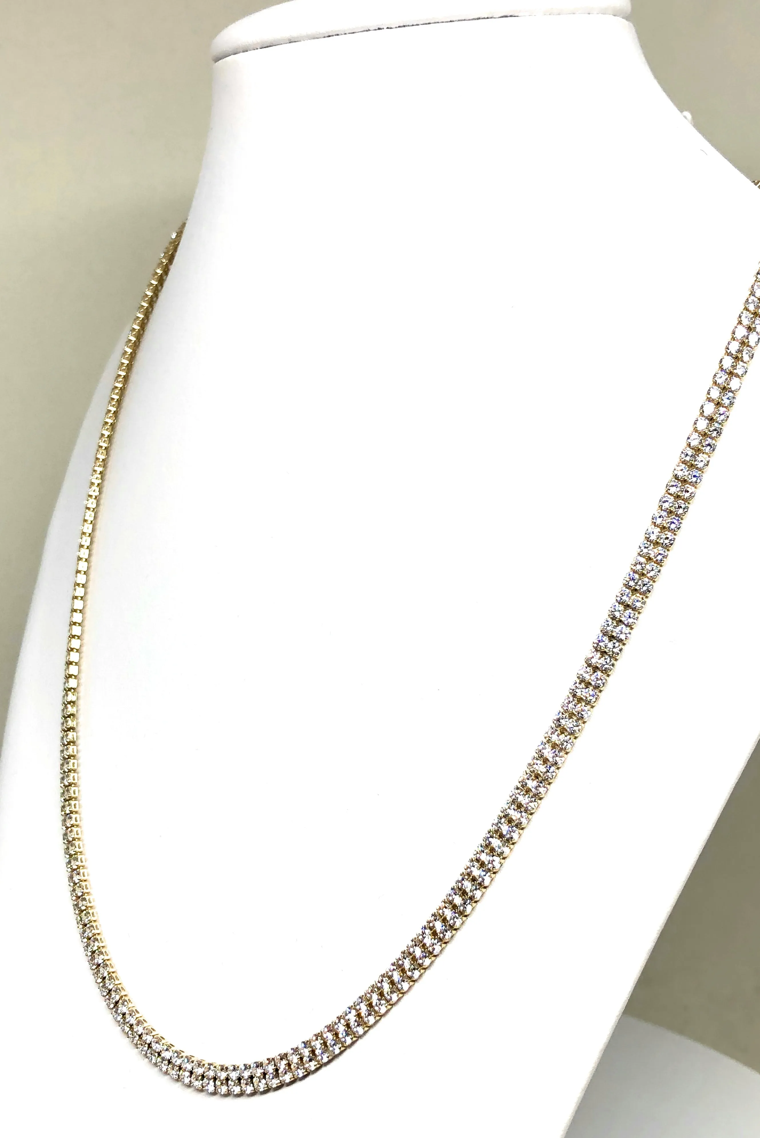 Solid Gold Double Tennis CZ Chain 4.3mm