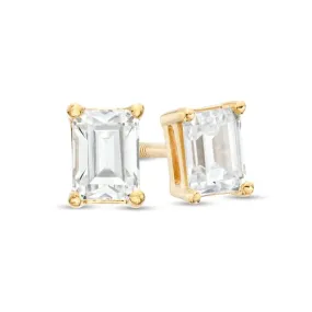 1/2 CT. T.w. Certified Emerald-Cut Lab-Created Diamond Solitaire Stud Earrings in 14K Gold (F/Si2)