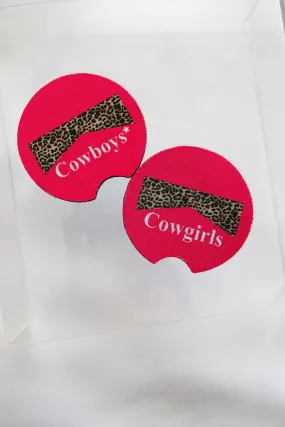 Car Coasters 2-Pack Pink Cowboys + Cowgirls