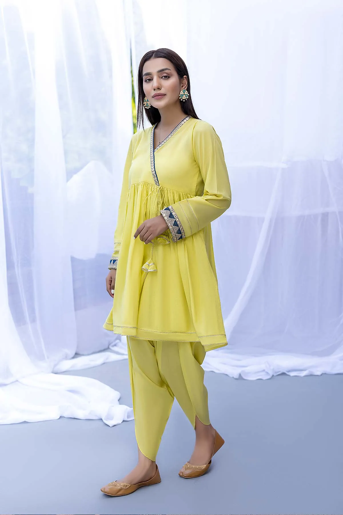 2-Pc Peplum Lawn Frock With Tulip Shalwar CNP22-89