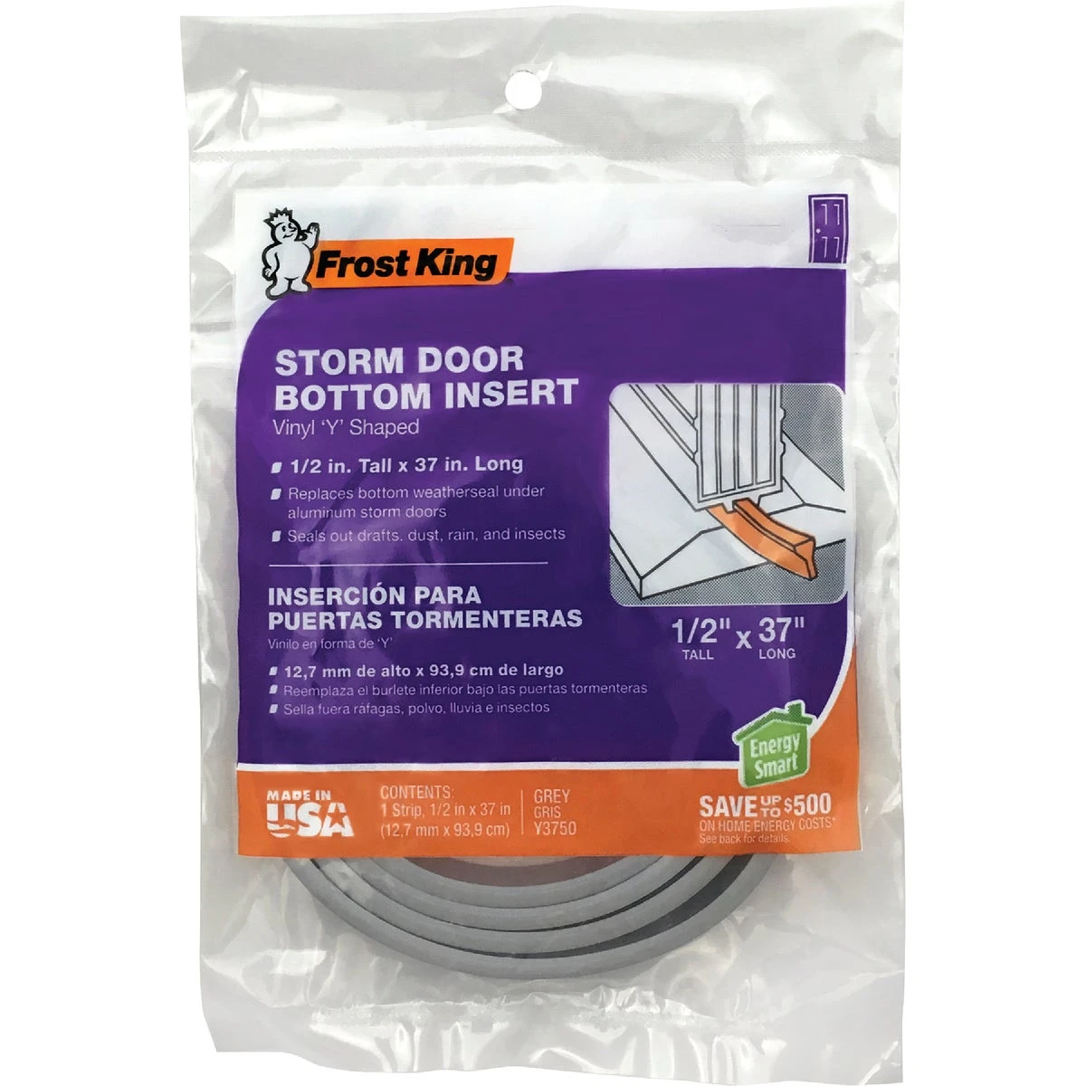  37 In. L Gray Vinyl Door Bottoms 1 Pk