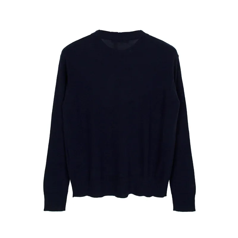 Since Then Wool U-Neck Long Sleeves Plain V-neck & Crew neck