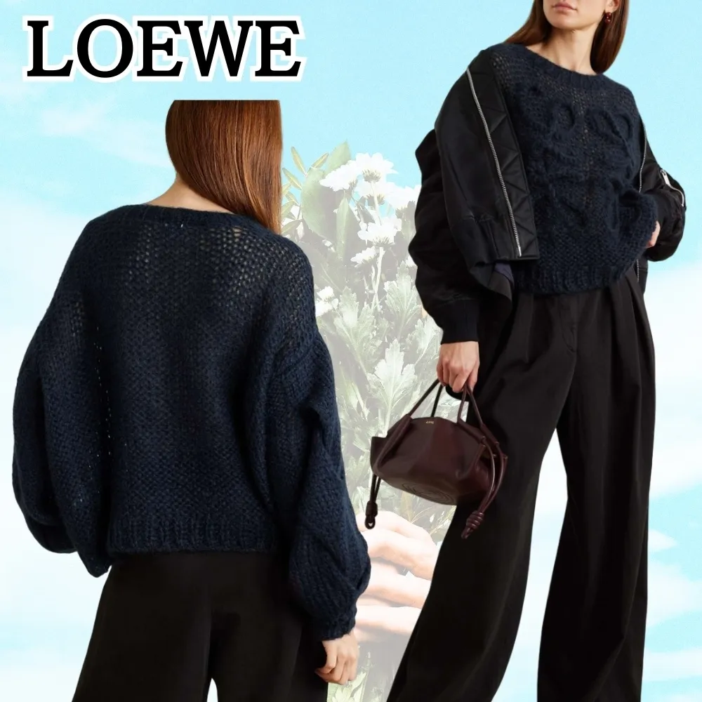 Street Style Wool Crew Neck Long Sleeves by LOEWE