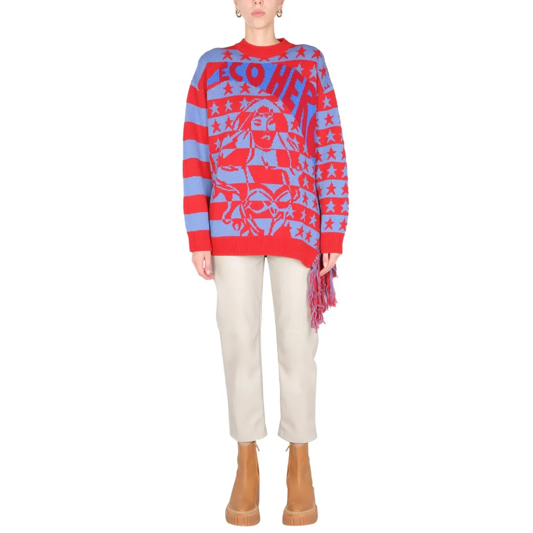 Wool Crew Neck Long Sleeves with Stripes & Star Details by Stella McCartney