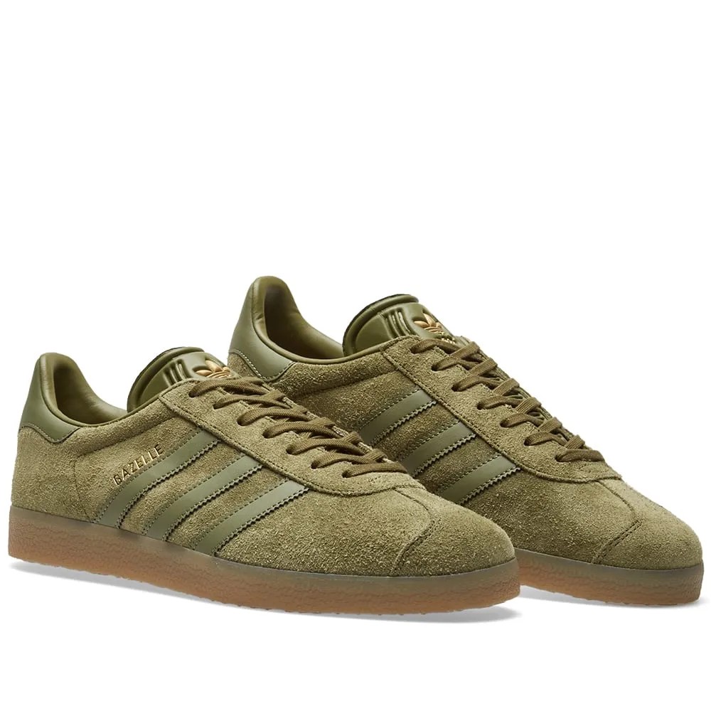 Adidas Gazelle Sneakers in Olive and Gum