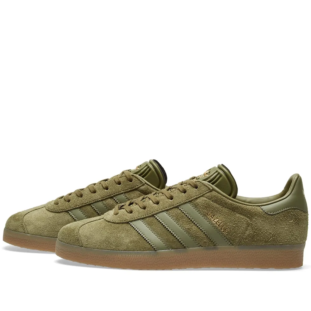 Adidas Gazelle Sneakers in Olive and Gum