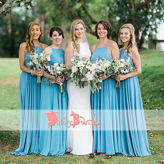 Ice Blue Criss-Cross Bridesmaid Dress