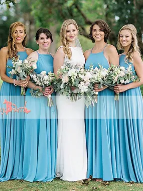 Ice Blue Criss-Cross Bridesmaid Dress