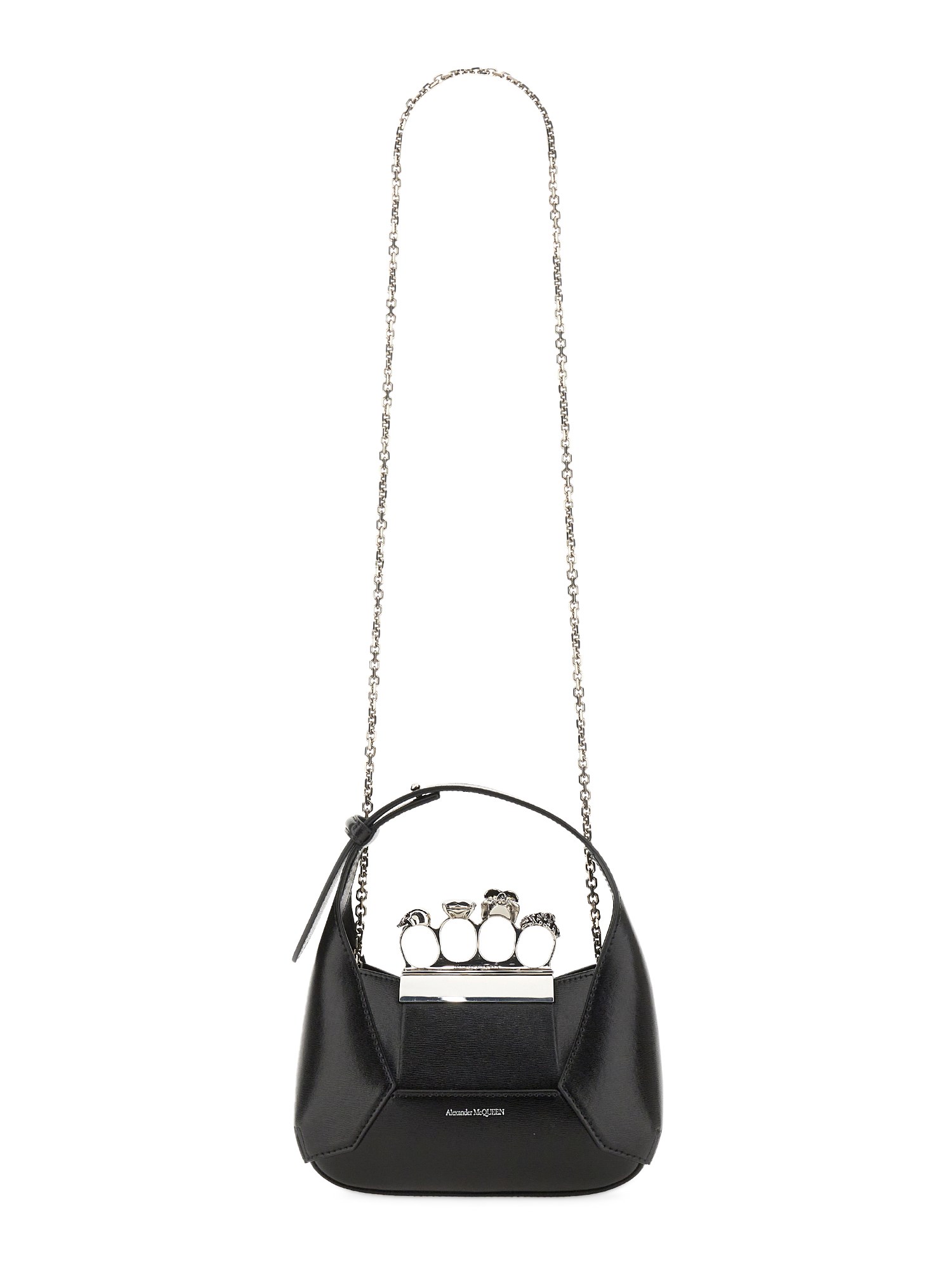 McQUEEN Mini Leather Hobo Bag with Jewelled Detail