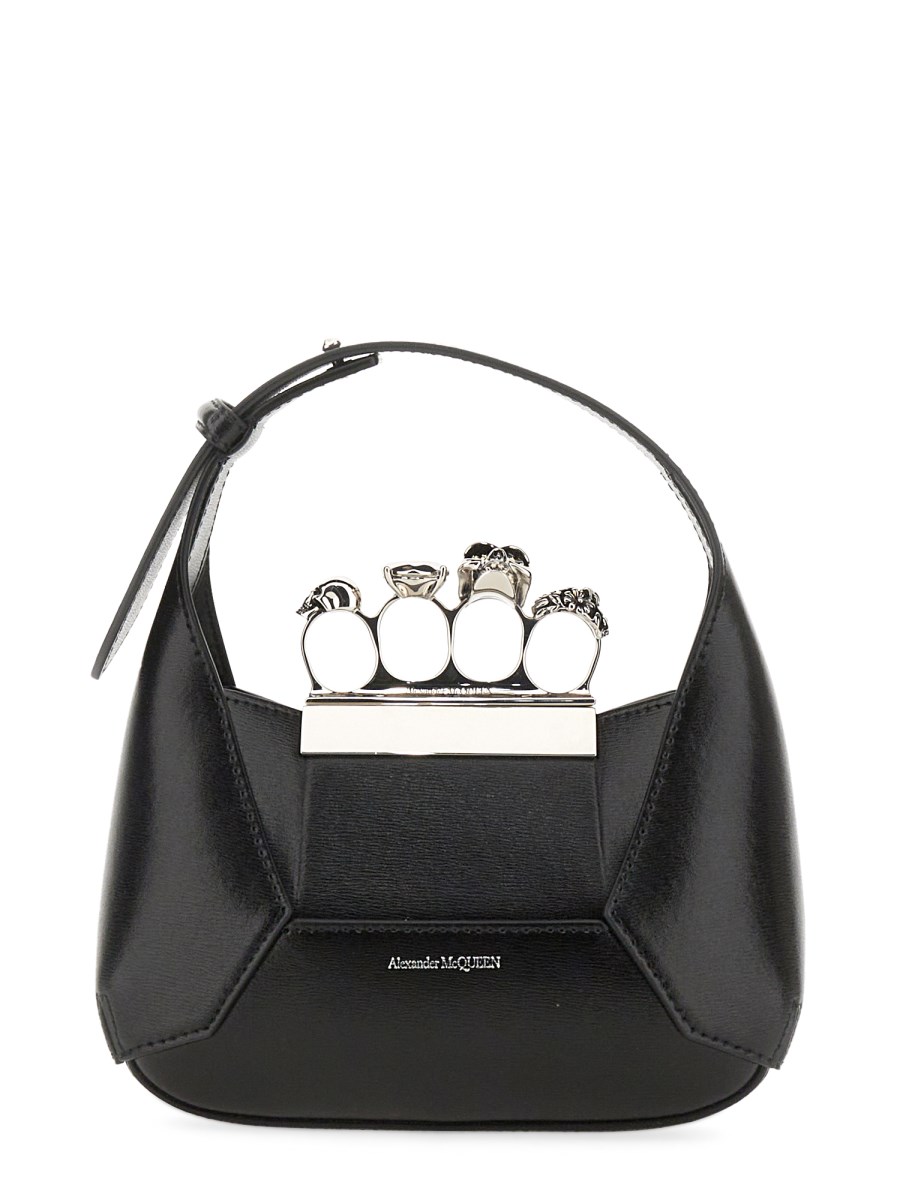 McQUEEN Mini Leather Hobo Bag with Jewelled Detail