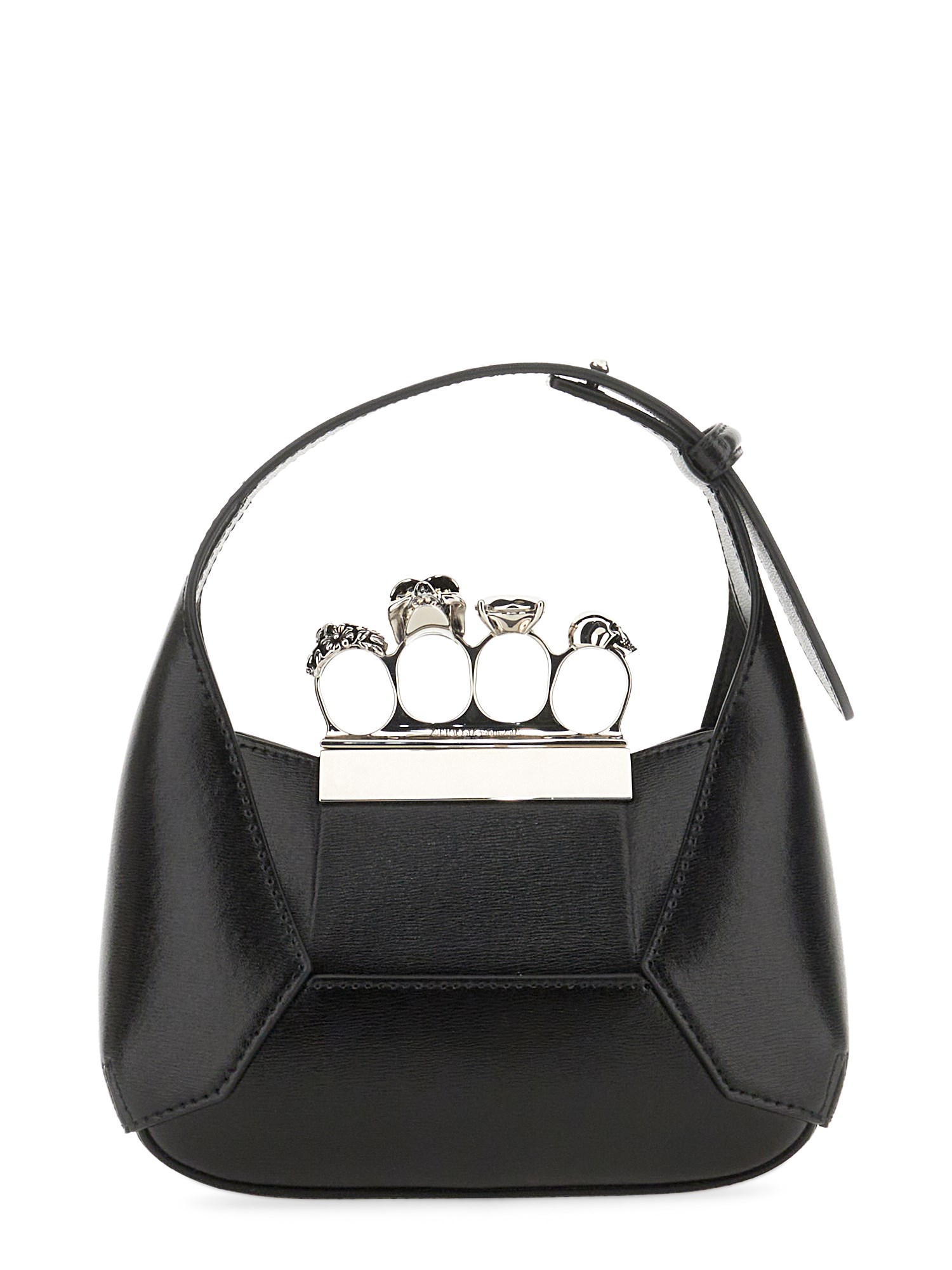 McQUEEN Mini Leather Hobo Bag with Jewelled Detail