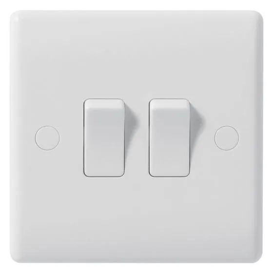 Avenue Contour Light Switch 2 Gang 2 Way 10AX Inductive White