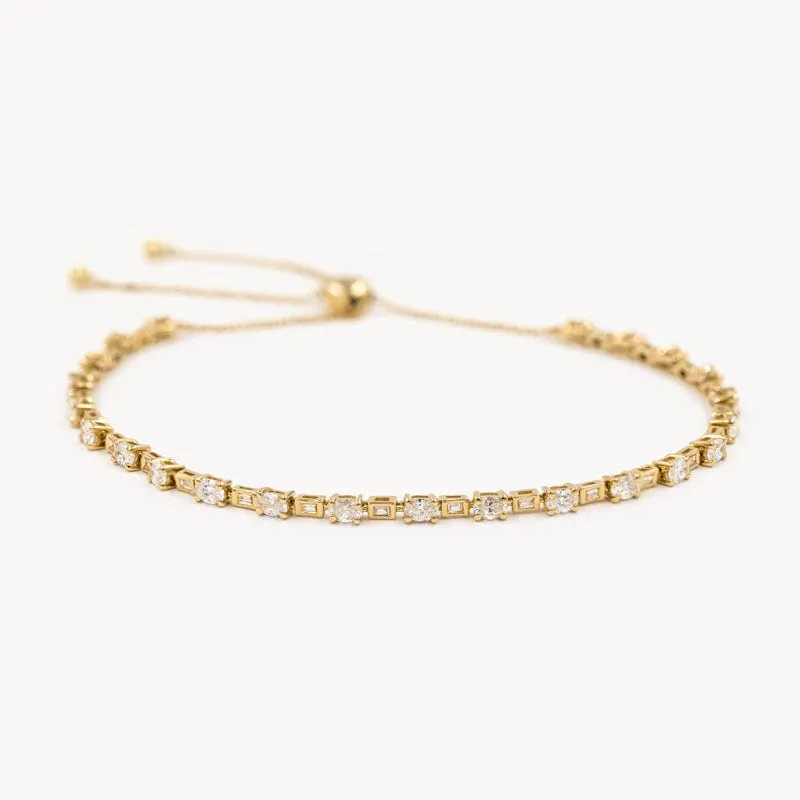 Baguette and Oval Diamond Tennis Bracelet