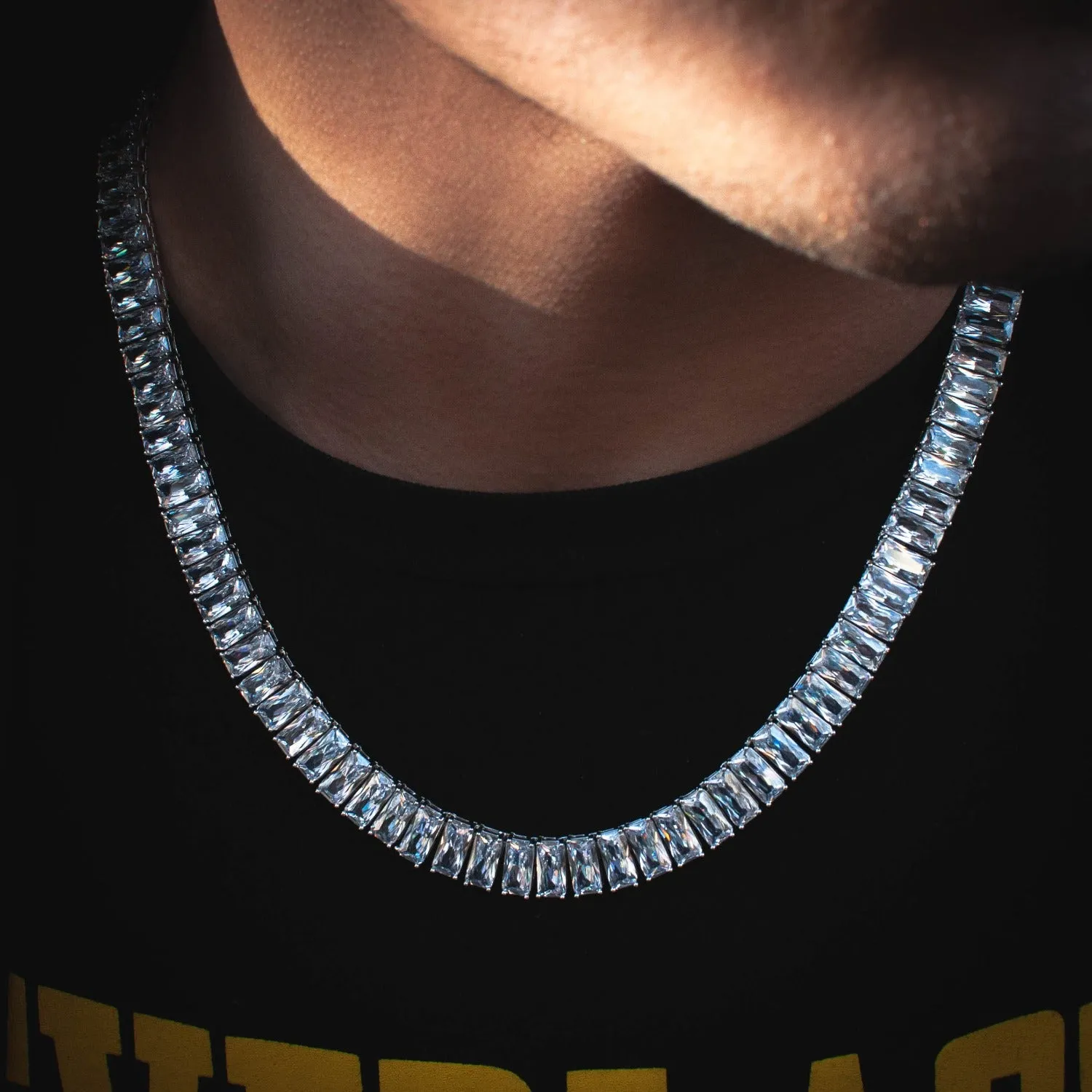 White Gold Baguette Tennis Chain