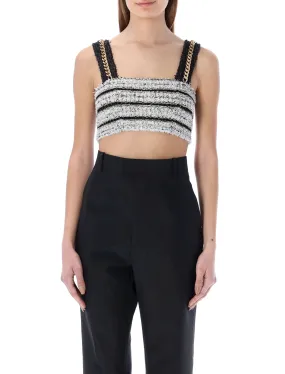 Balmain Tweed Sleeveless Cropped Top