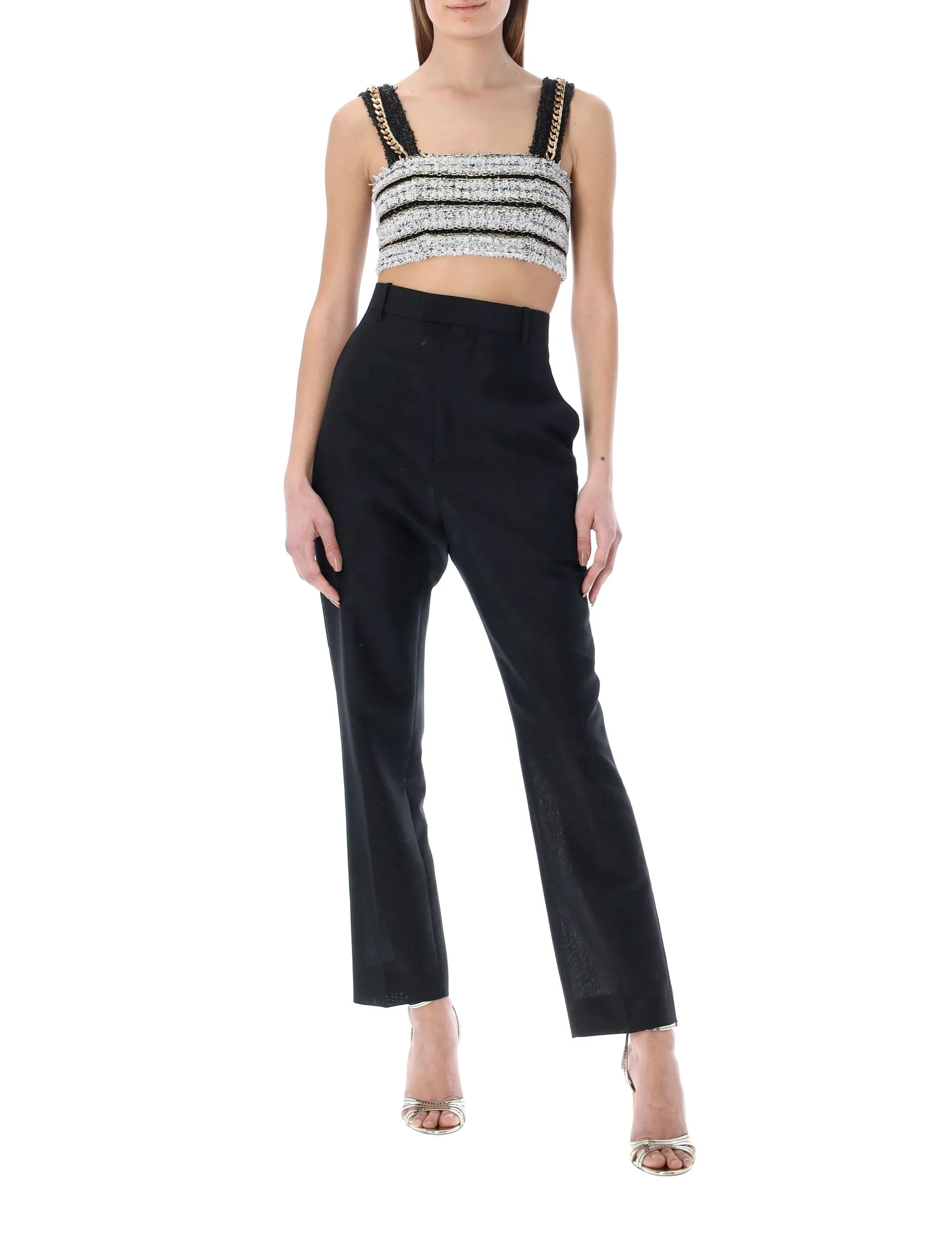 Balmain Tweed Sleeveless Cropped Top