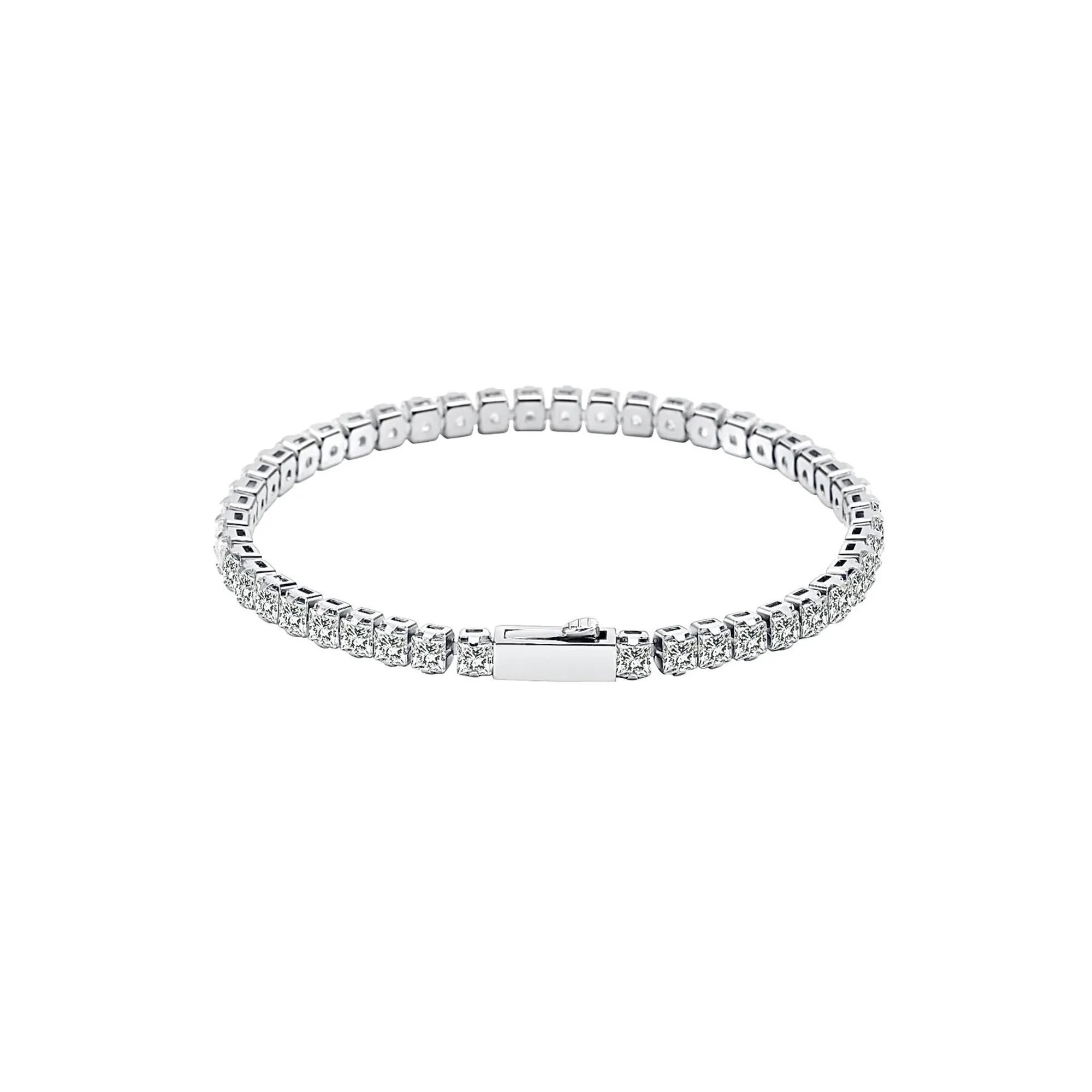 Stainless Steel B.Tiff Princess Cut Tennis Bracelet