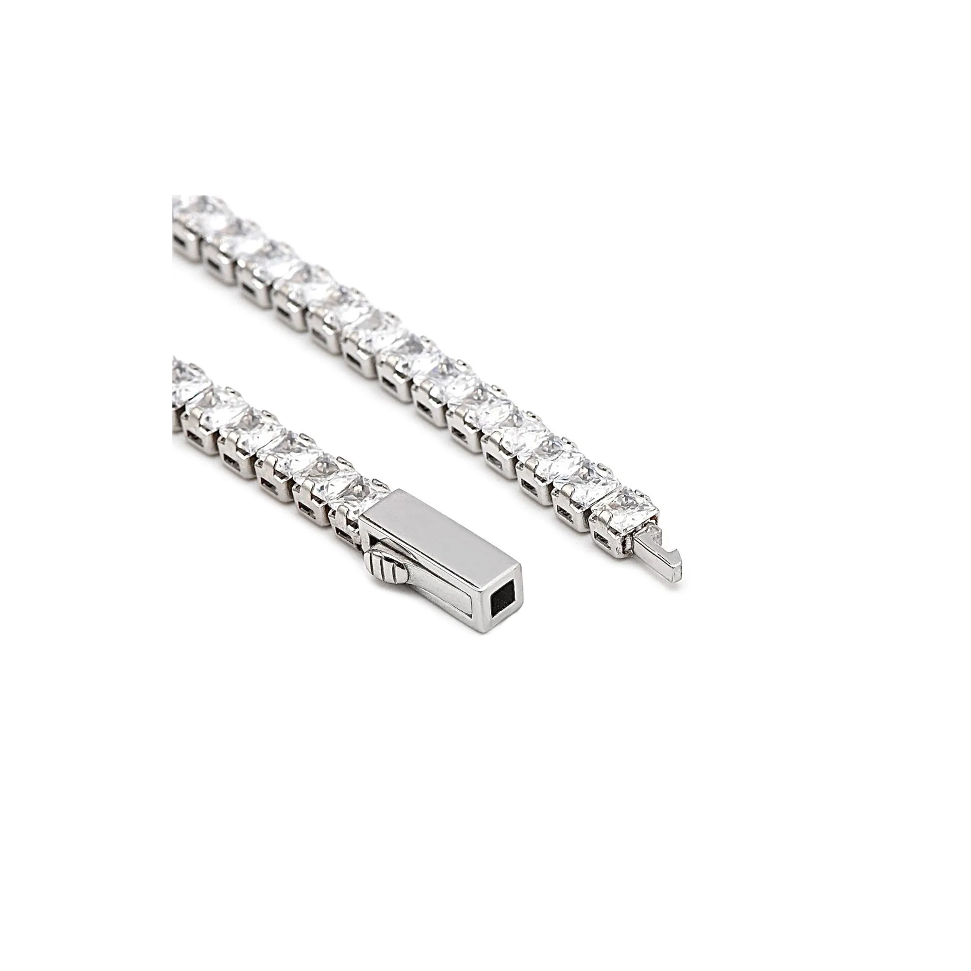 Stainless Steel B.Tiff Princess Cut Tennis Bracelet