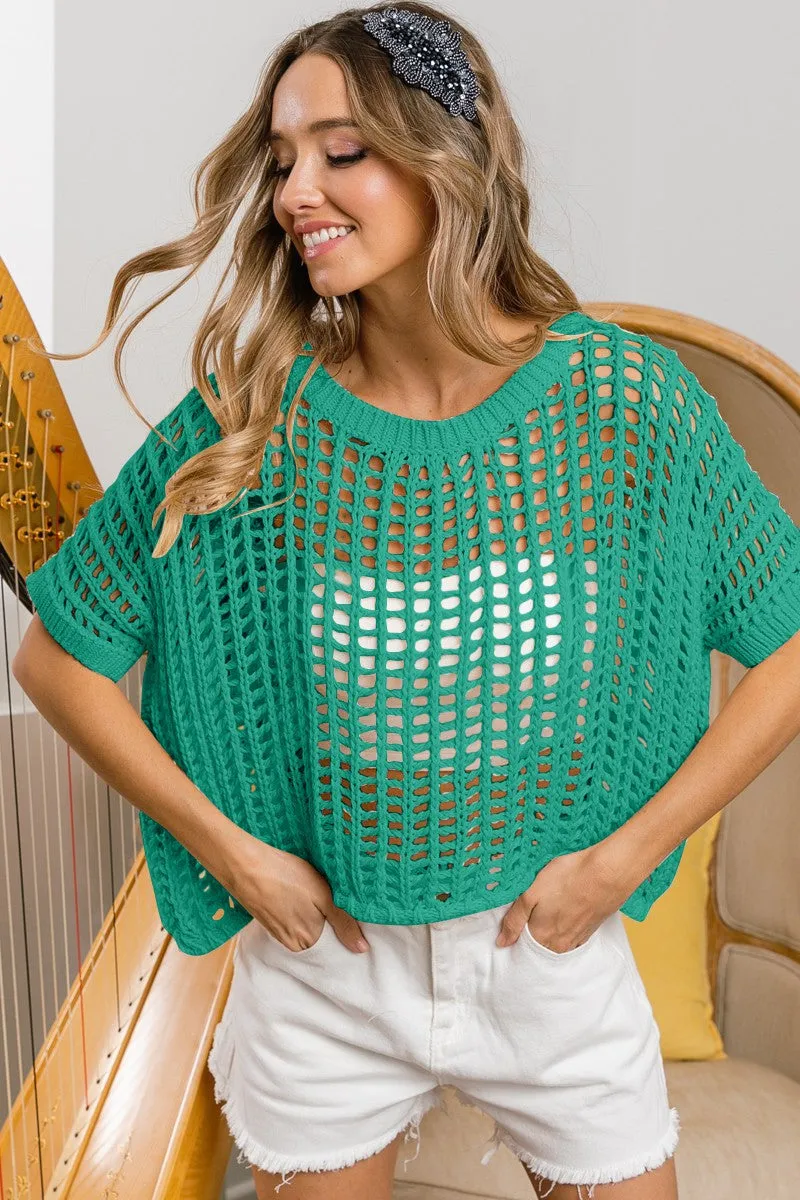 Net Crochet Short Sleeve Top