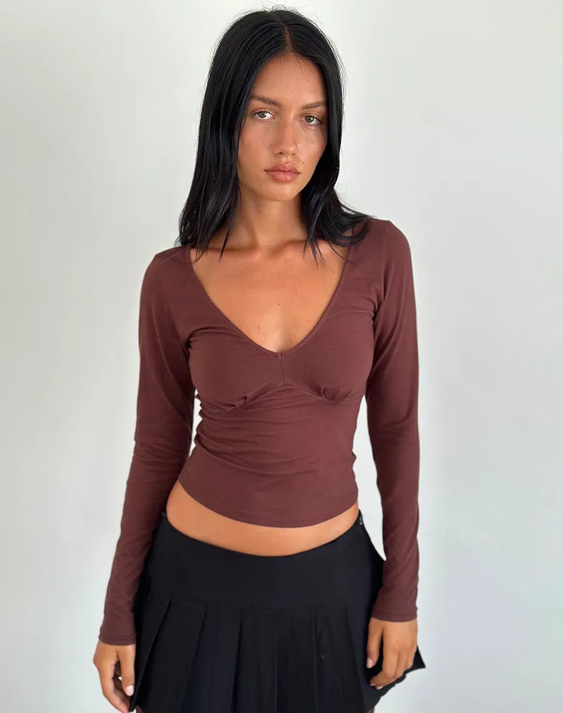 Bitter Chocolate Sisil Long Sleeve Top