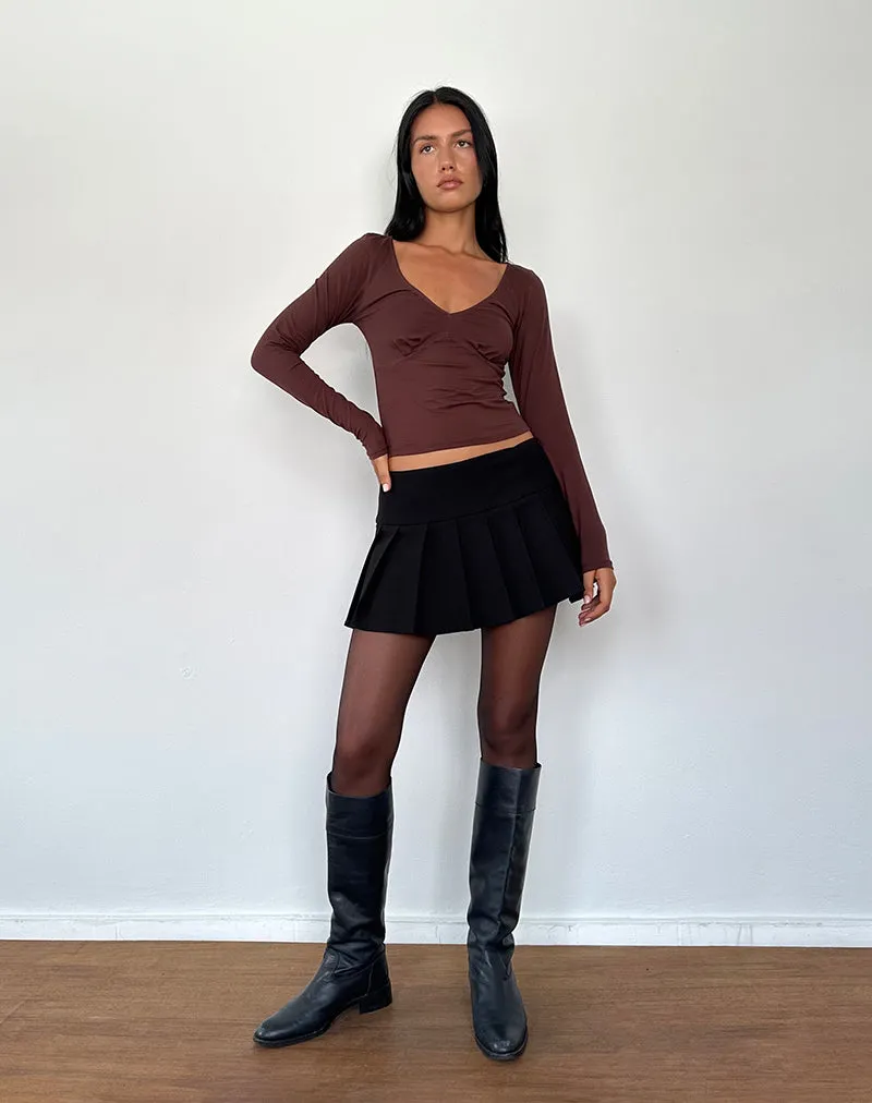 Bitter Chocolate Sisil Long Sleeve Top