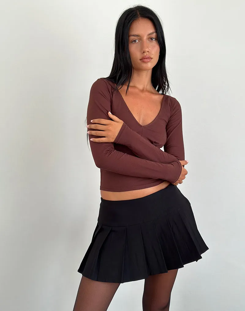 Bitter Chocolate Sisil Long Sleeve Top