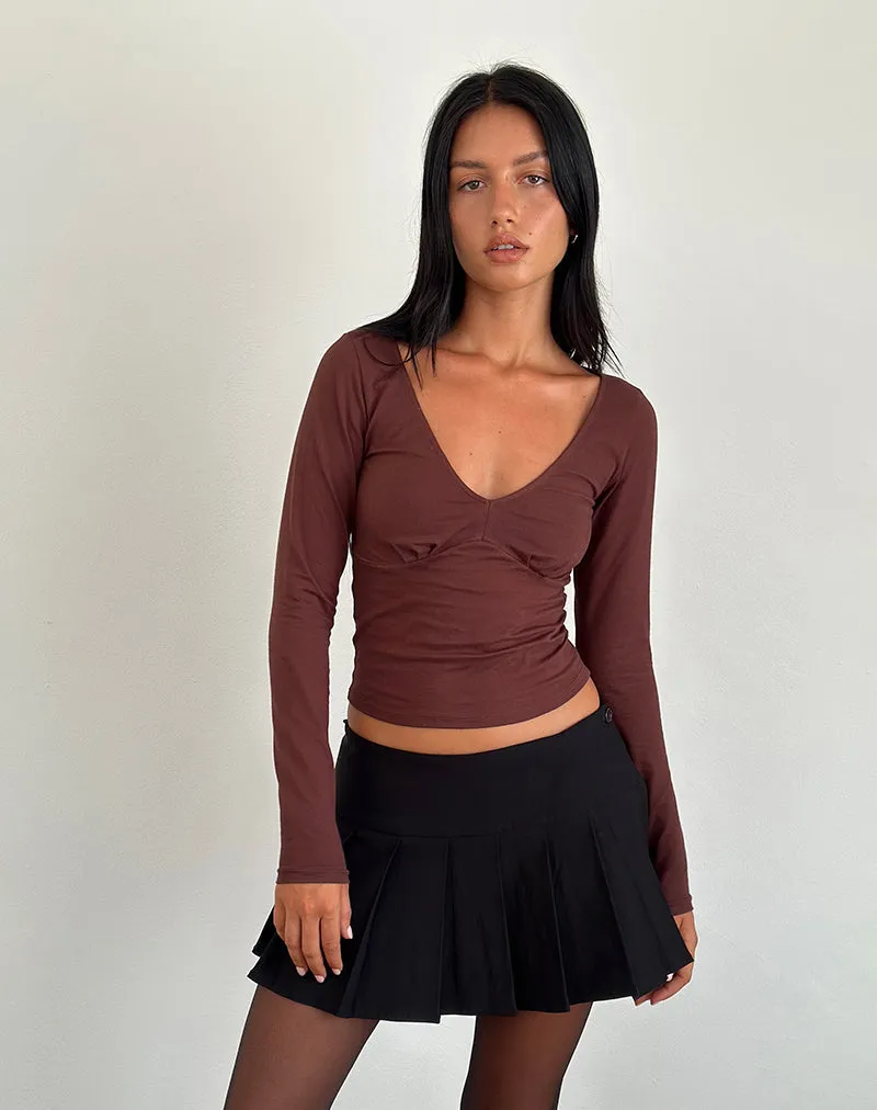 Bitter Chocolate Sisil Long Sleeve Top