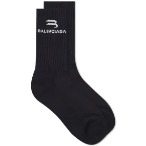 Black & White Balenciaga Sports Logo Socks