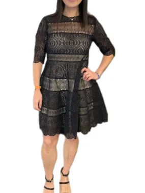 Zimmermann Black Crochet Dress with Slip -size 3