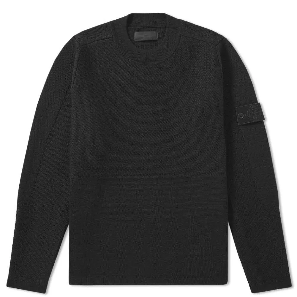 Black Ghost Pure Wool Crew Knit by Stone Island