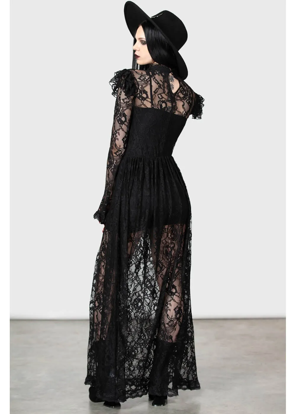 Lace Maxi Dress in Black, Killstar Enmity