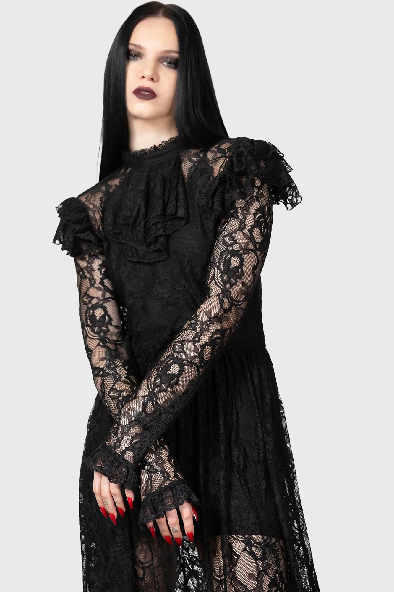 Lace Maxi Dress in Black, Killstar Enmity