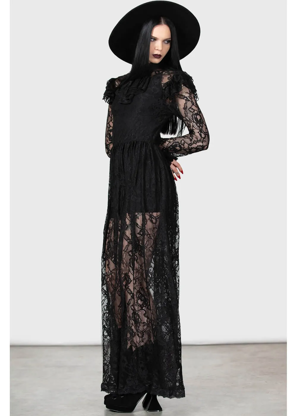 Lace Maxi Dress in Black, Killstar Enmity