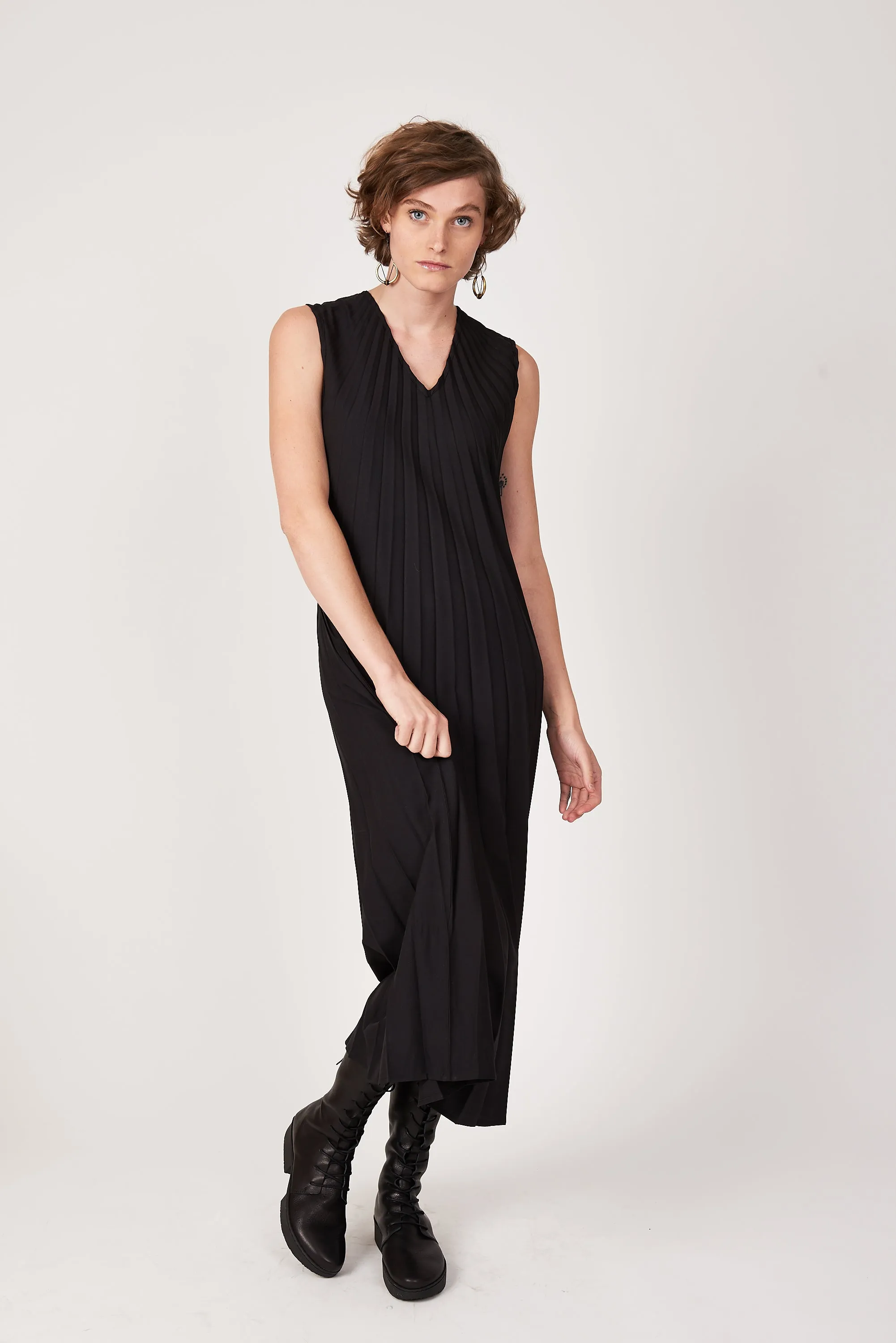 Black Reversible Sunburst Maxi Dress