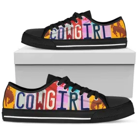 Black Low Top Cowgirl Tennis Shoes