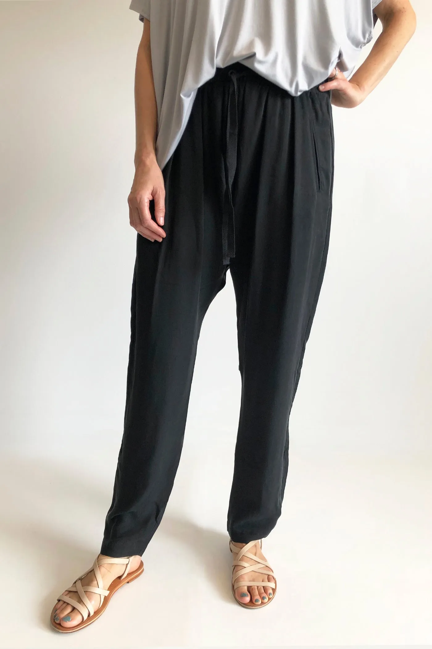 Black Luxe Harem Pants