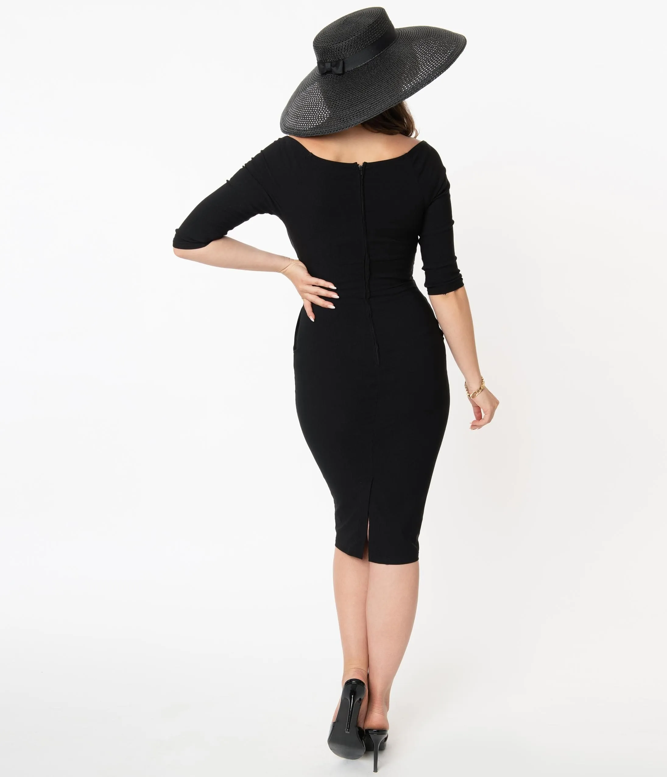 Black Shailene Vintage Pencil Dress