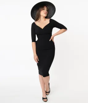 Black Shailene Vintage Pencil Dress