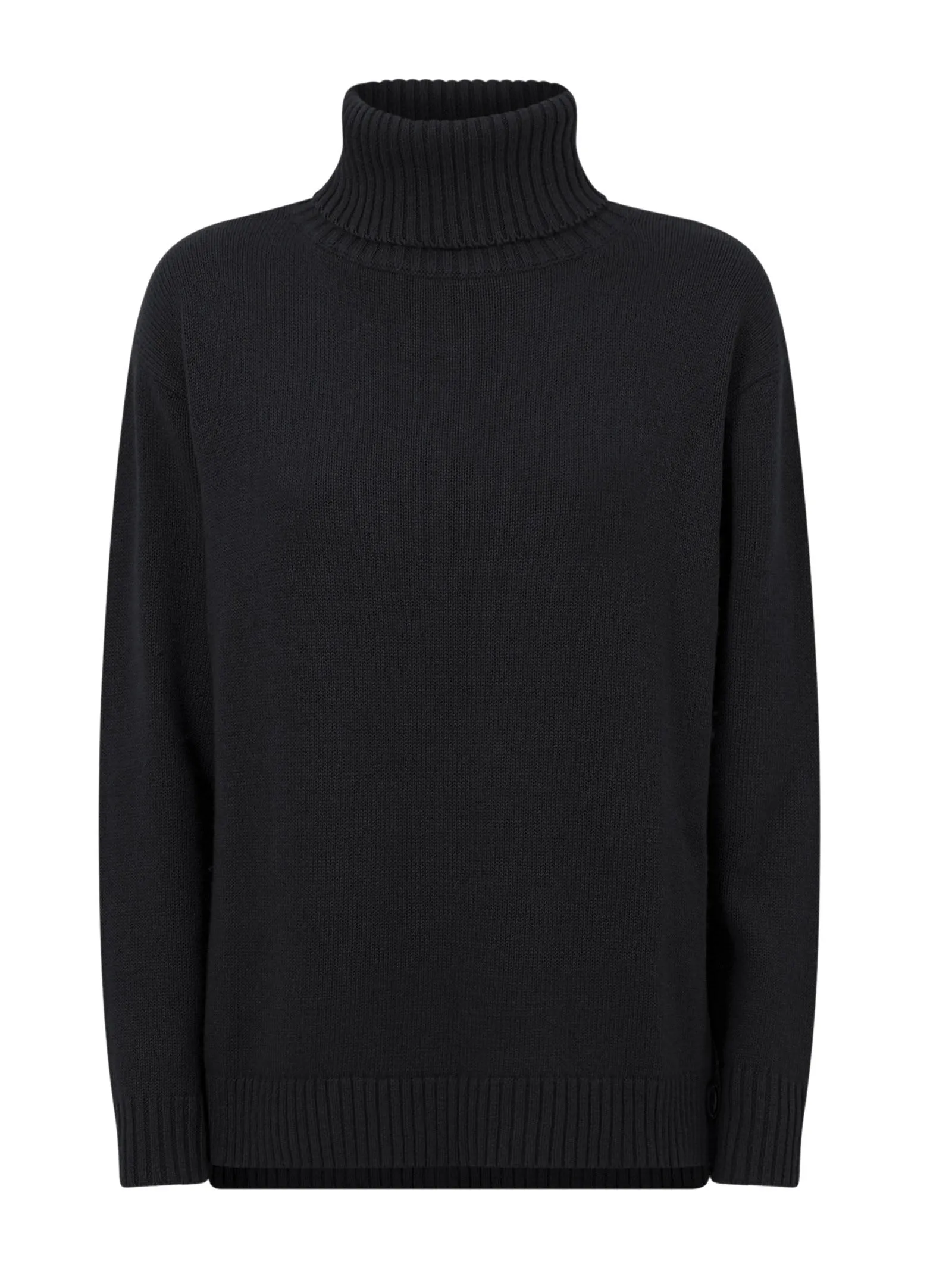 Women's Black Turtleneck Sweater in Nice Wool