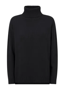 Women's Black Turtleneck Sweater in Nice Wool