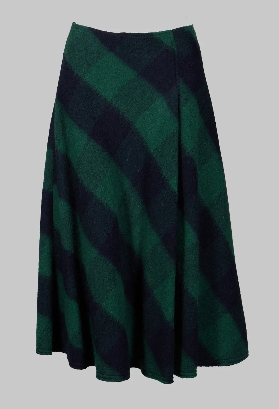 Wool Check Skirt in Blue and Green