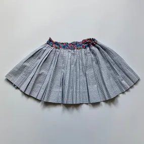 Blue White Seersucker Skirt Liberty Print Trim 4T