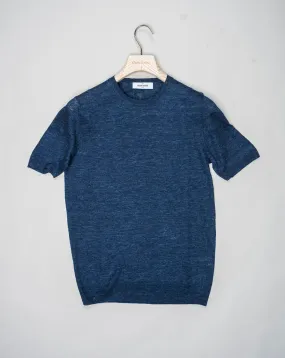 Blue Knitted Linen T-Shirt by Gran Sasso