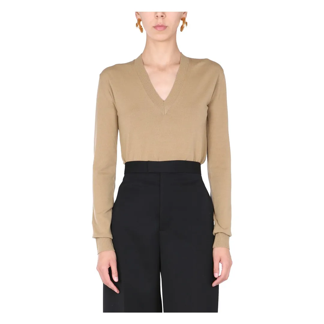 Bottega Veneta Casual Wool V-Neck Plain Elegant