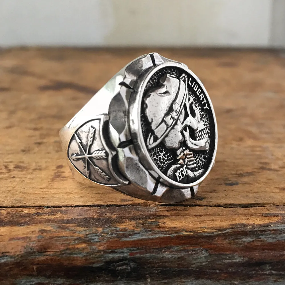 Hobo Nickel Brave Indian Biker Skull Rings