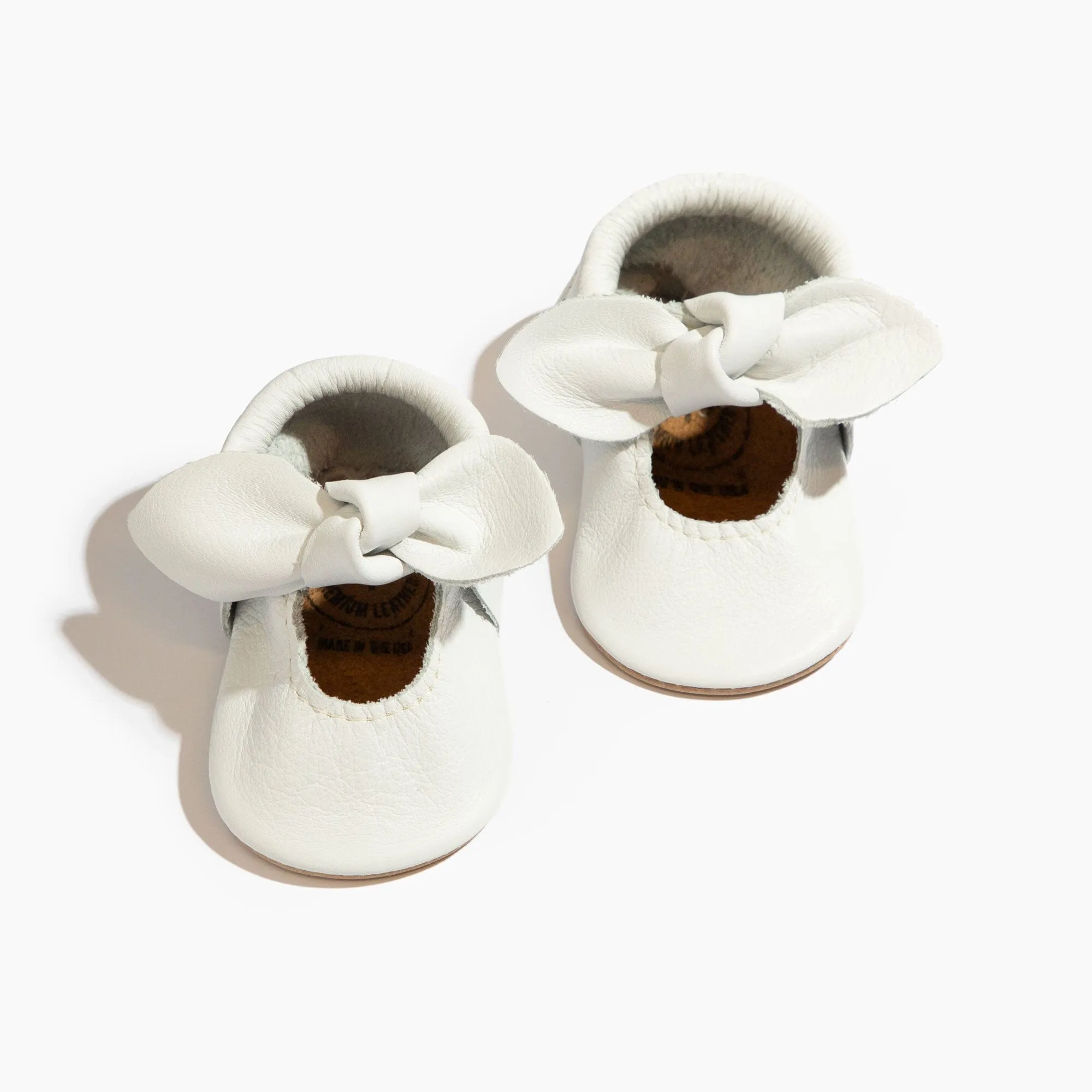 Bright White Knotted Bow Baby Shoe by Toasted