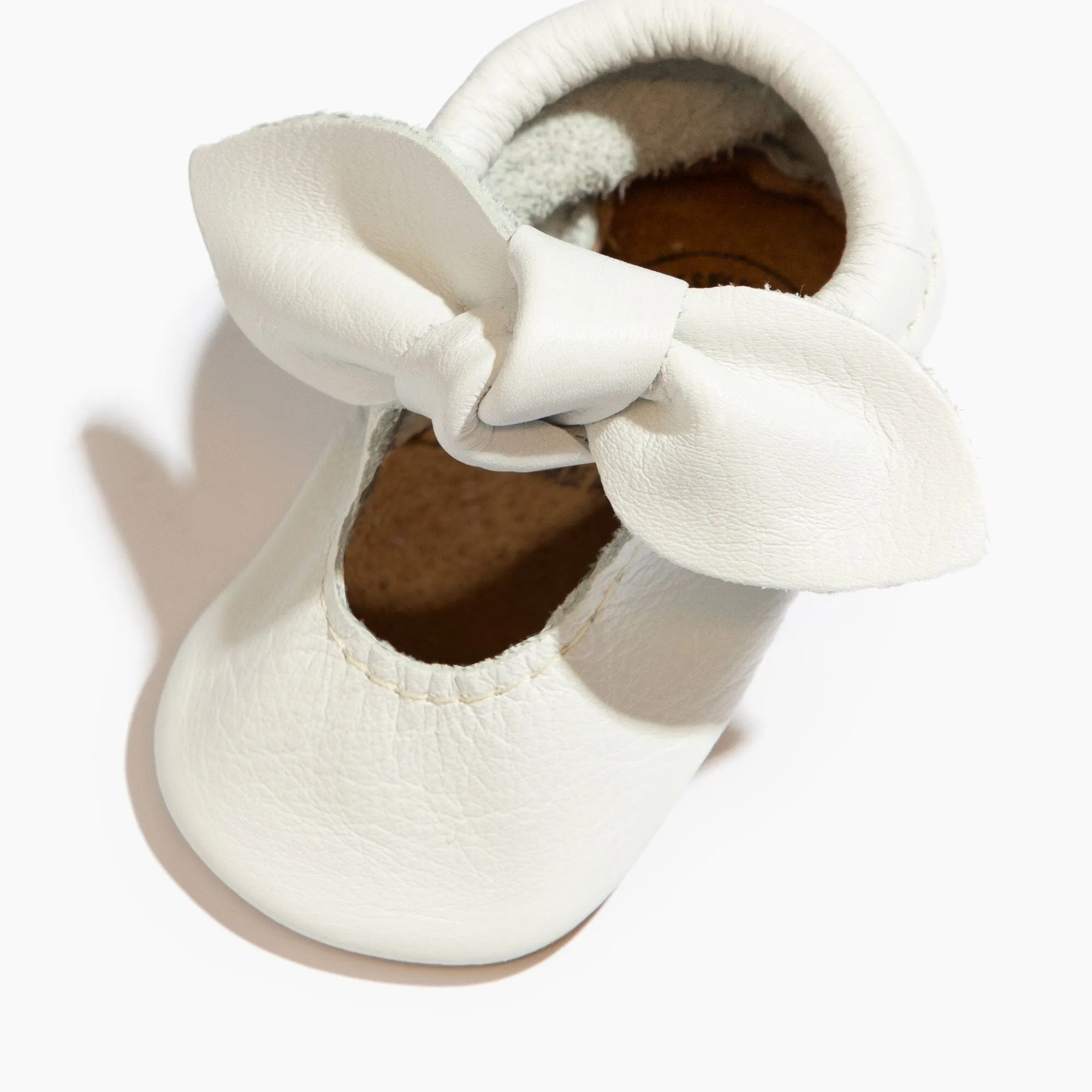 Bright White Knotted Bow Baby Shoe by Toasted