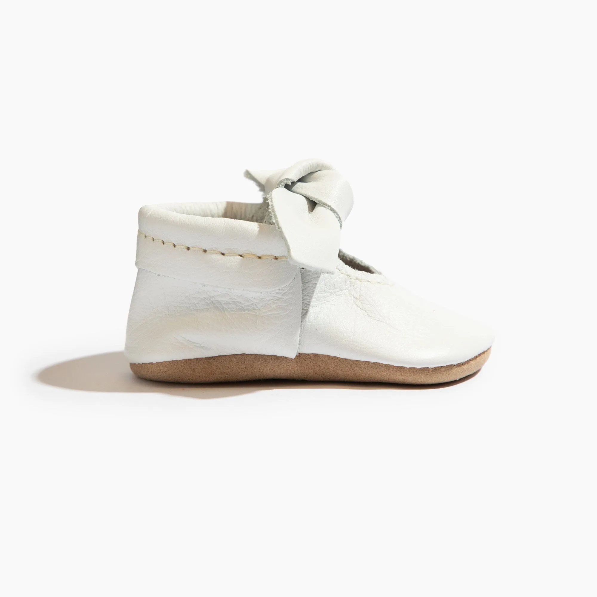 Bright White Knotted Bow Baby Shoe by Toasted